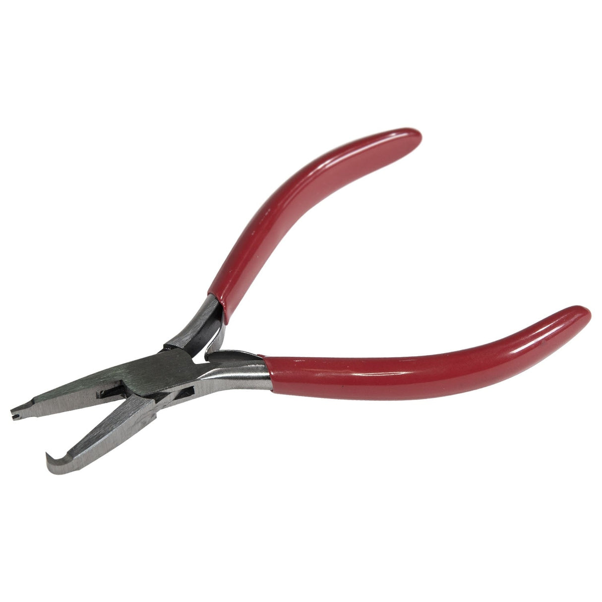 5-1/4" German-made prong opening pliers with spring and red ergonomic handles for precise jewelry work