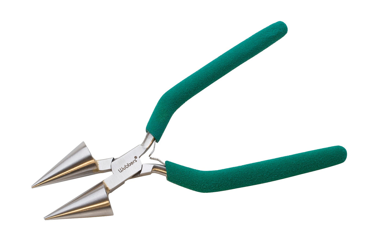 7-1/4" Jumbo Round Tapered Wubbers pliers with green handles for jewelry making and wirework