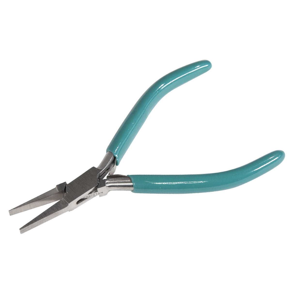 4-1/2 inch teal slimline flat nose pliers with stainless steel jaws for precise beading and wire wrapping