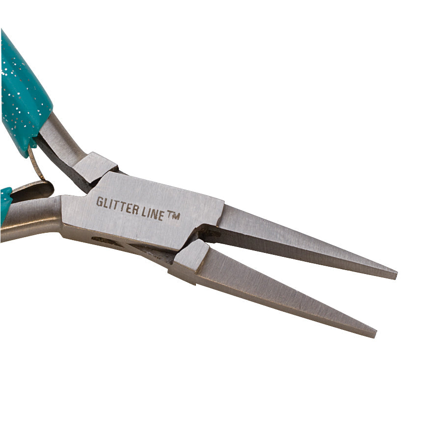 4-1/2-inch Glitter Line flat nose pliers with glitter finish and ergonomic handle for precise jewelry making and crafts