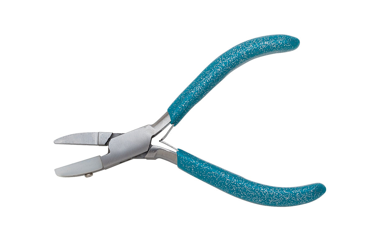 4-1/2" single nylon jaw pliers with teal glitter handle for precise wirework and jewelry crafting
