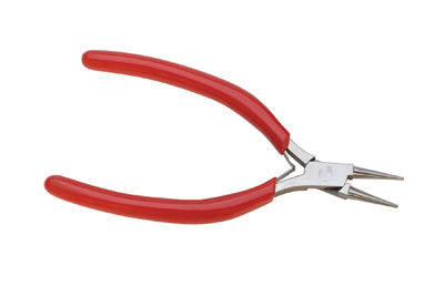 Round Nose Ergonomic Pliers with red handles and precision tapered jaws for delicate work and improved leverage