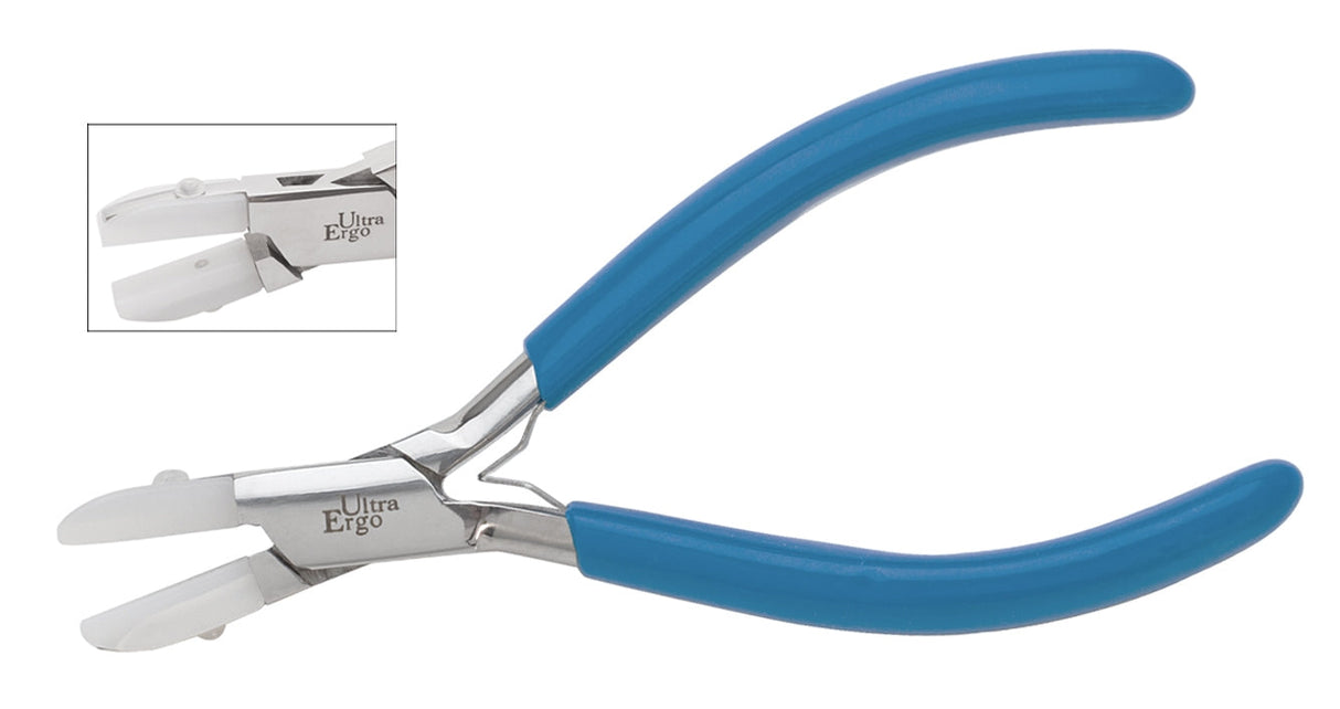 5-3/4" Ultra-Ergo flat nose pliers with blue ergonomic handles and non-marring double nylon jaws for precise, gentle gripping.