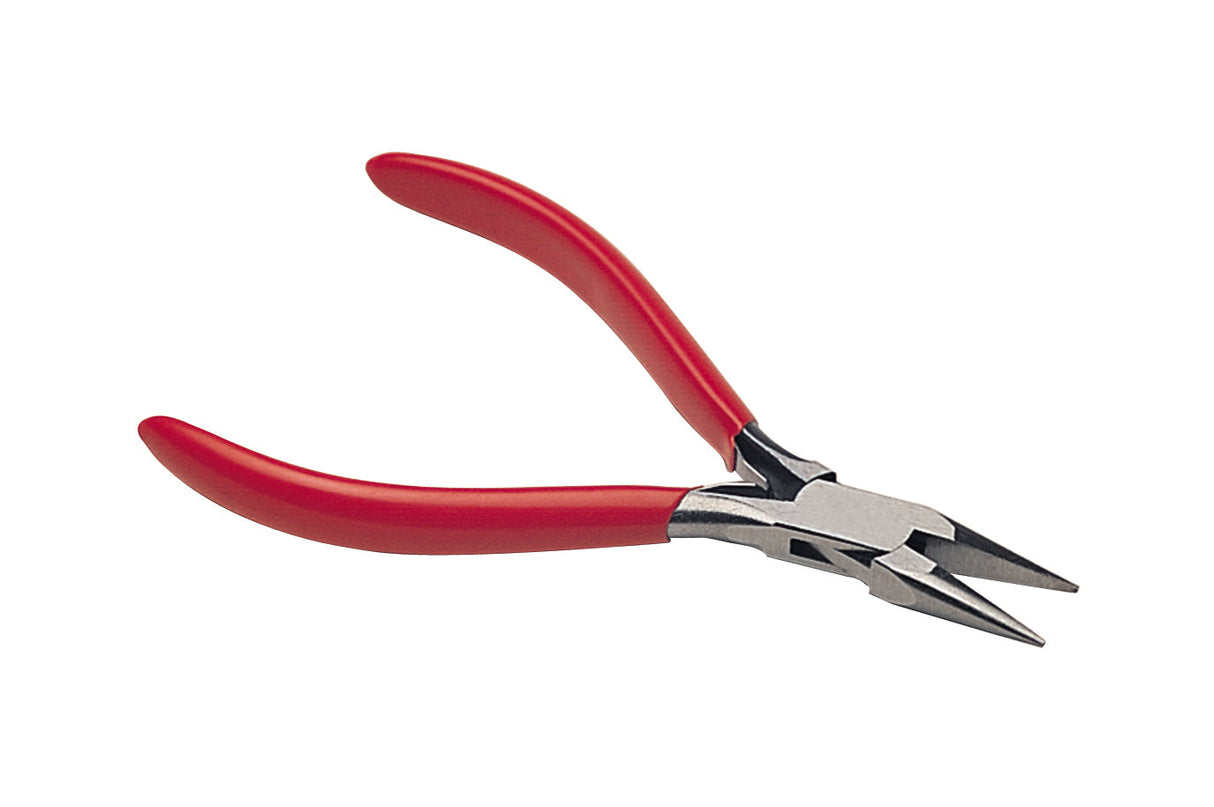 5-inch chain nose pliers with red handles made of premium European steel, fine tapered nose for precision work