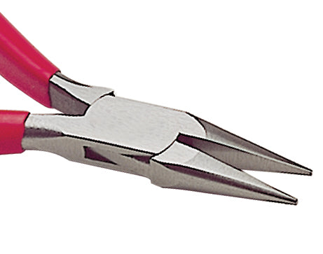 5 inch chain nose pliers with tapered fine-point nose and red handles made in Germany