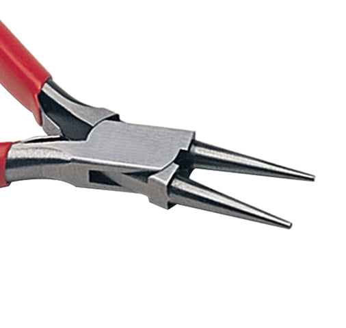 5-inch round nose pliers with red handles and finely tapered tips made in Germany for precise bending and loops