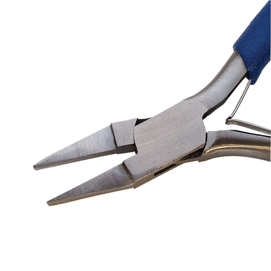 Sante Fe Flat Nose Pliers with flat-tip design, textured blue PVC handles, and durable steel construction for precision crafts and electronics
