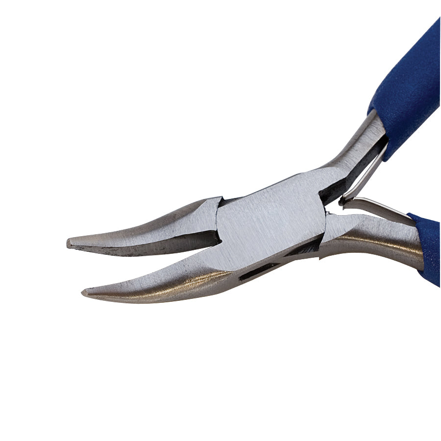 Sante Fe Bent Chain Nose Pliers with bent nose design and textured PVC handles for precision and durability in jewelry making