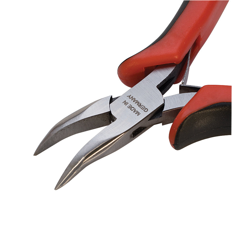 4-3/4" EUROnomic 2K Chain bent nose pliers with ergonomic red and black handles made in Germany