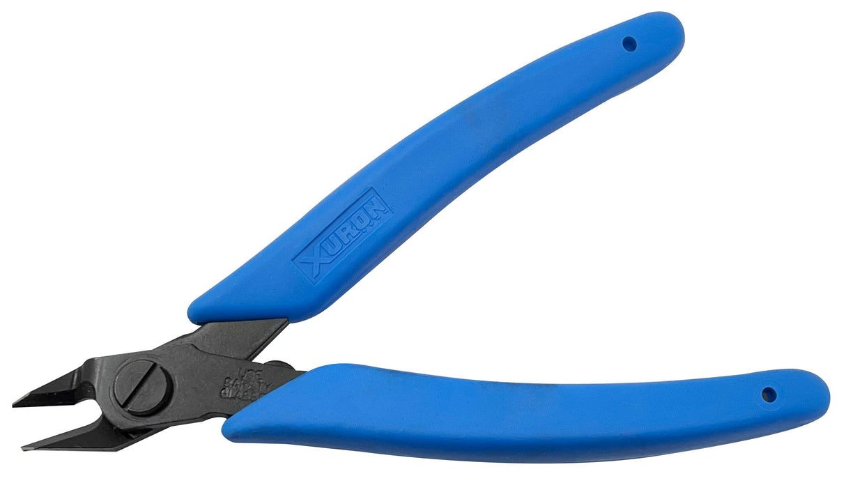 Xuron 9200 Micro Shear Flush Cutters with blue handles and tapered precision cutting blades