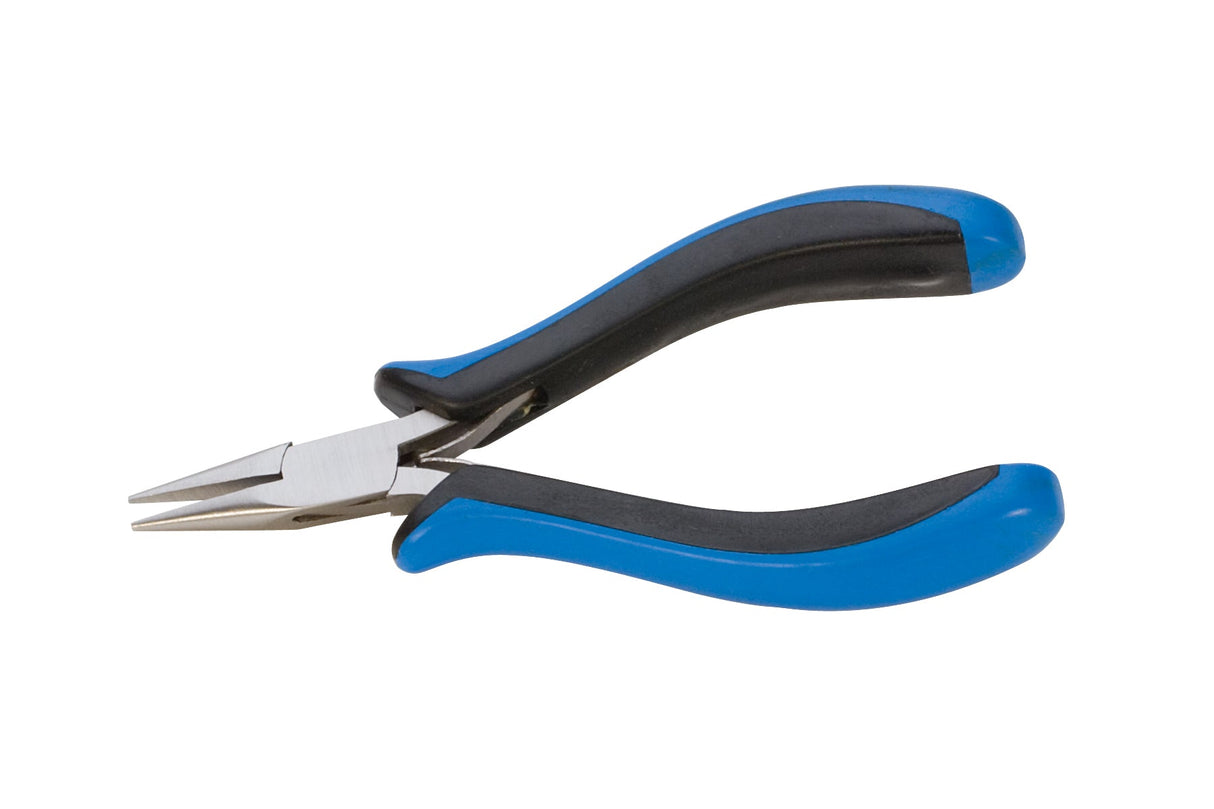 5-inch 2K Chain Nose Ecco Pliers with blue and black ergonomic grip for jewelry making and crafts