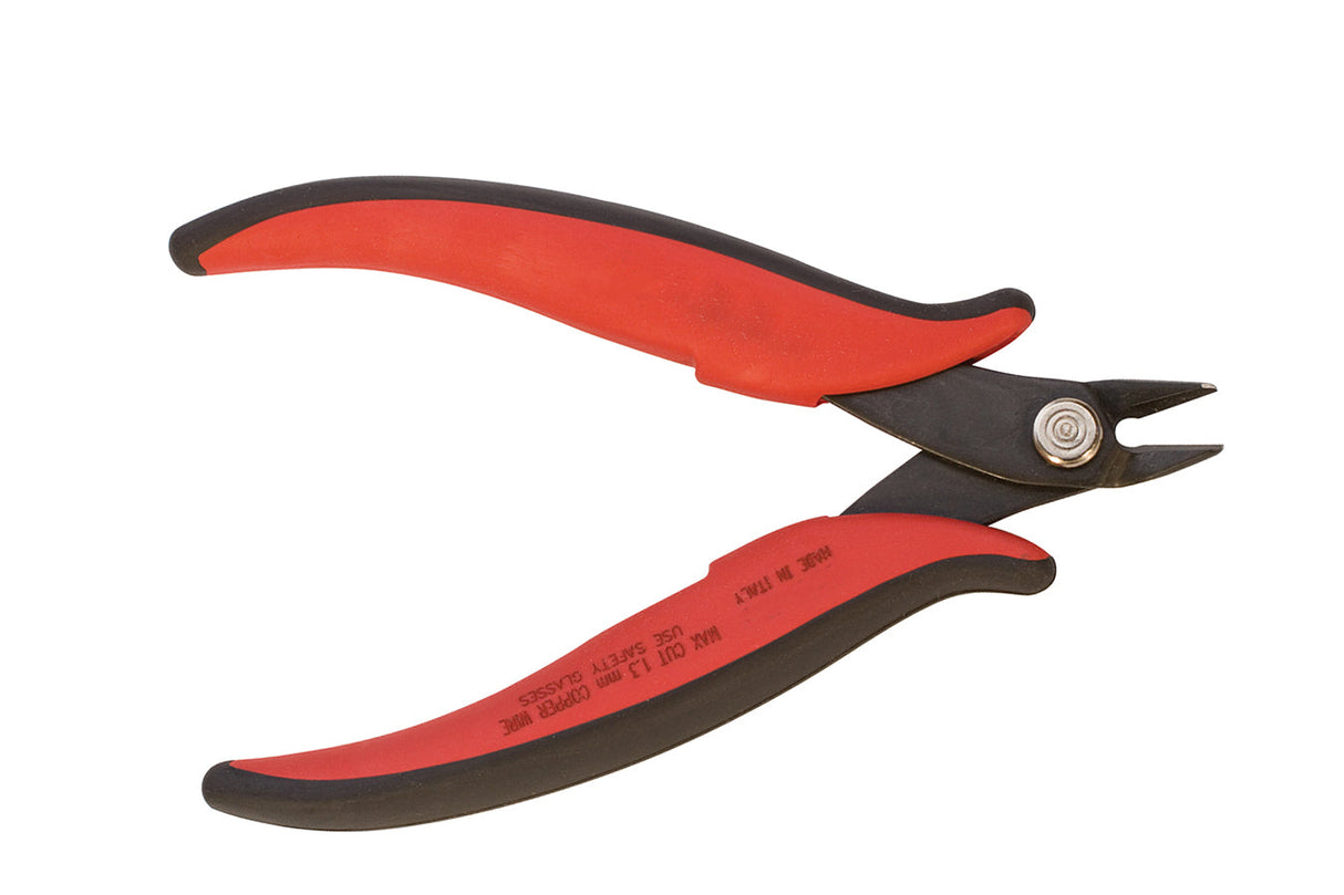 5-1/2" Shear Cutters with ergonomic red and black handles and blackened non-glare steel head for precision flush cutting up to 16 gauge copper wire