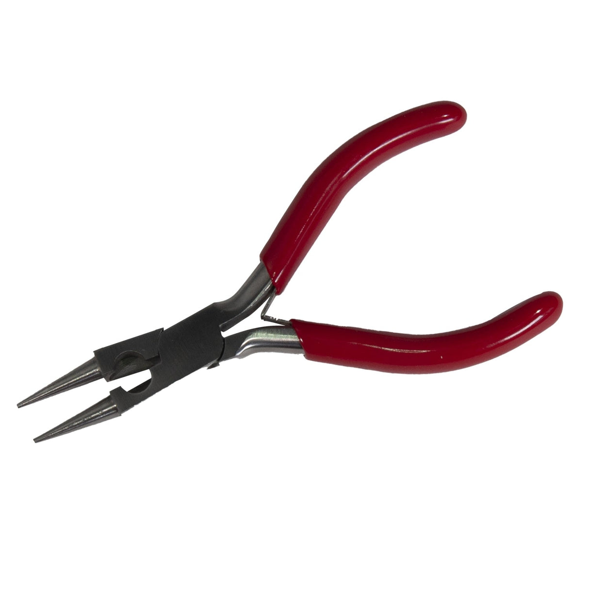 5-1/4" rosary pliers with spring-loaded red handles and tapered long nose for precise jewelry making