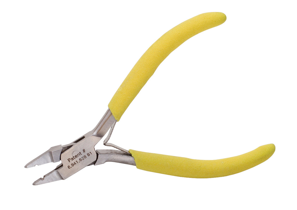 Universal Magical Crimper jewelry tool with yellow handles for 2 mm crimp beads and wire crafting