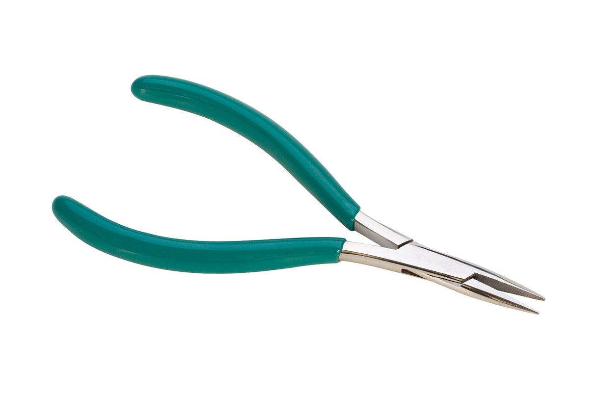 5-inch stainless steel micro mini chain nose pliers with green handles for precise delicate work