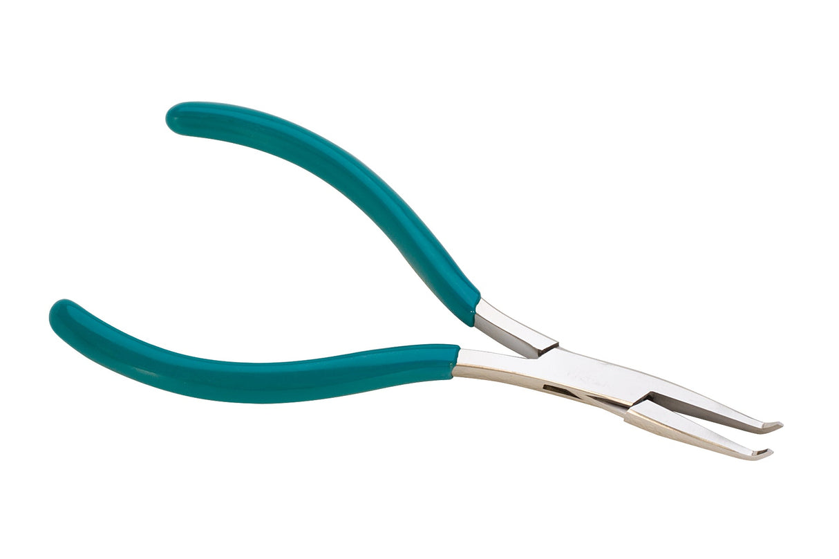 5 inch micro mini flat and bent nose pliers with teal handles for precision jewelry and beading work
