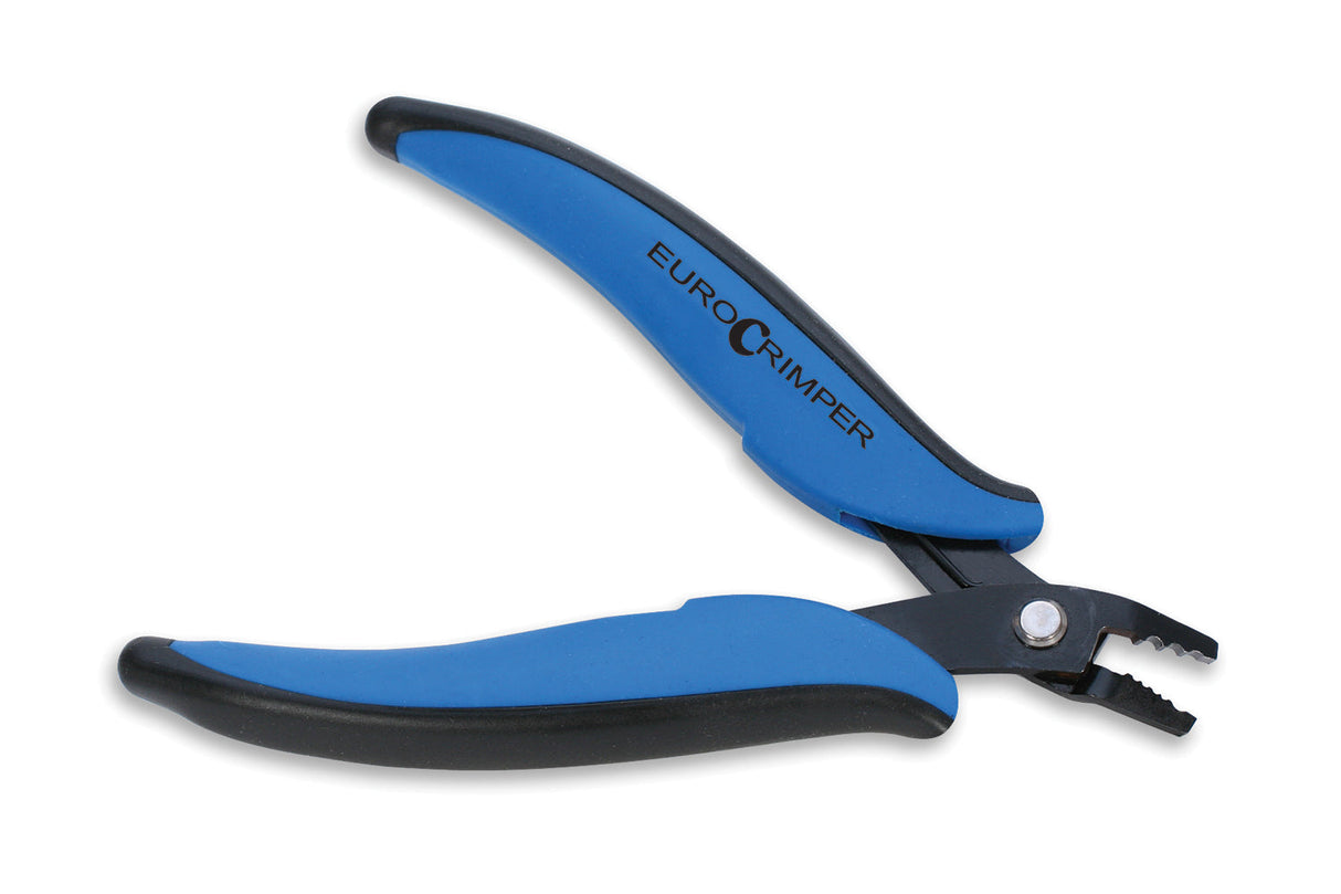 Dual EuroCrimper Crimping Pliers with ergonomic blue handles for medium-size bead crimping and precise jewelry making