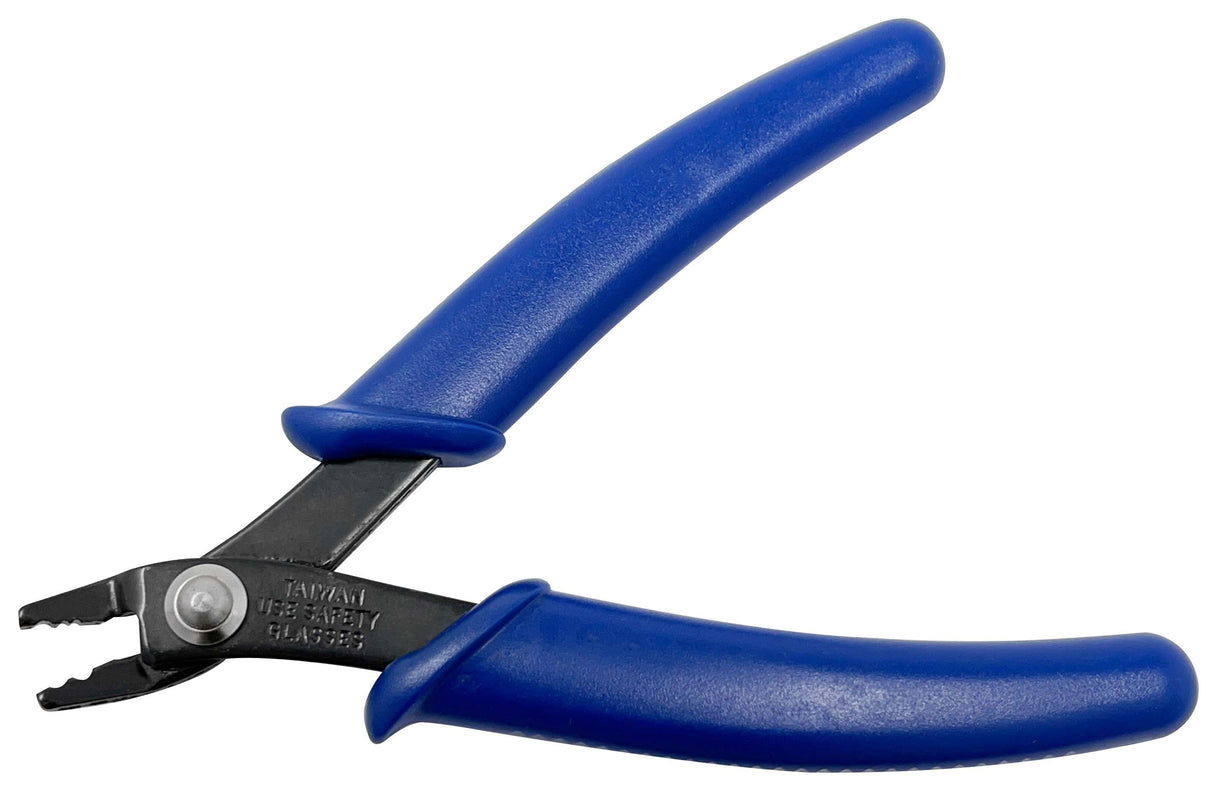 Bead Crimping Pliers with blue handles for 2-3mm beads, suitable for tube and round crimps in jewelry making