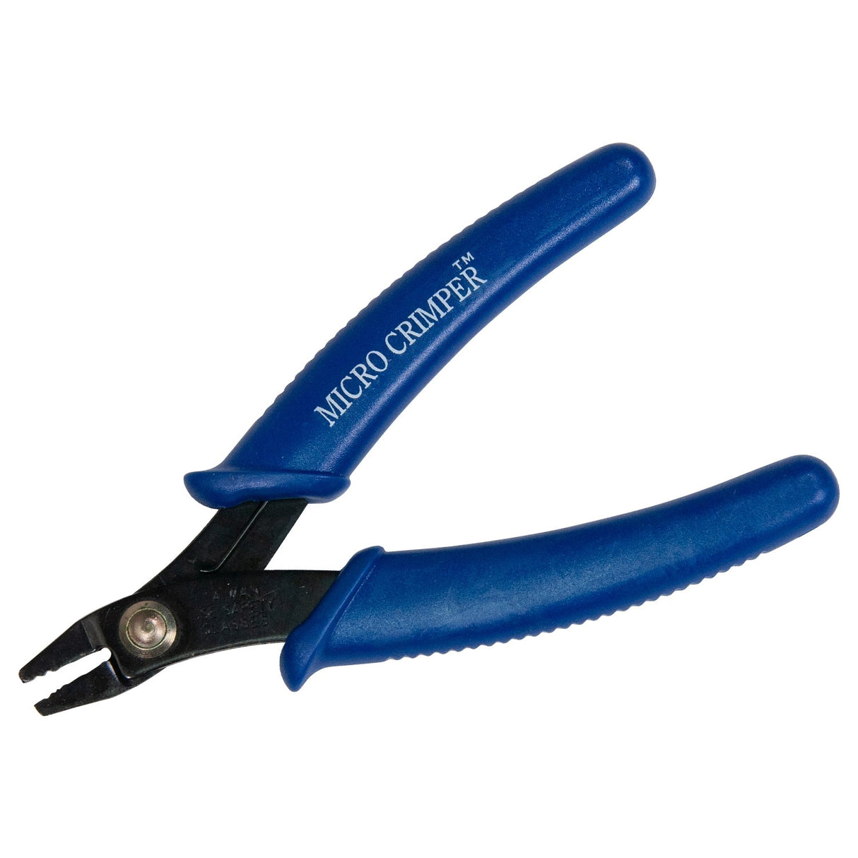 Micro Bead Crimper pliers with blue handles for precise 1mm jewelry crimps
