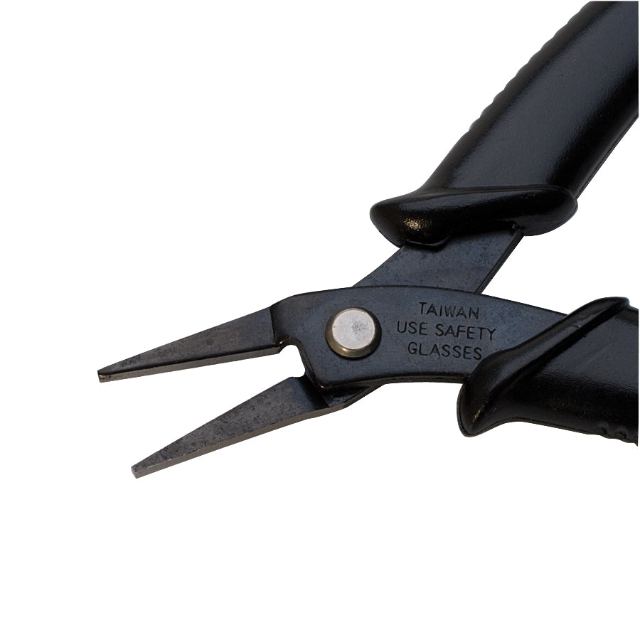 5-inch Euro-Tech flat nose pliers with black comfort grips and non-glare finish for precision work