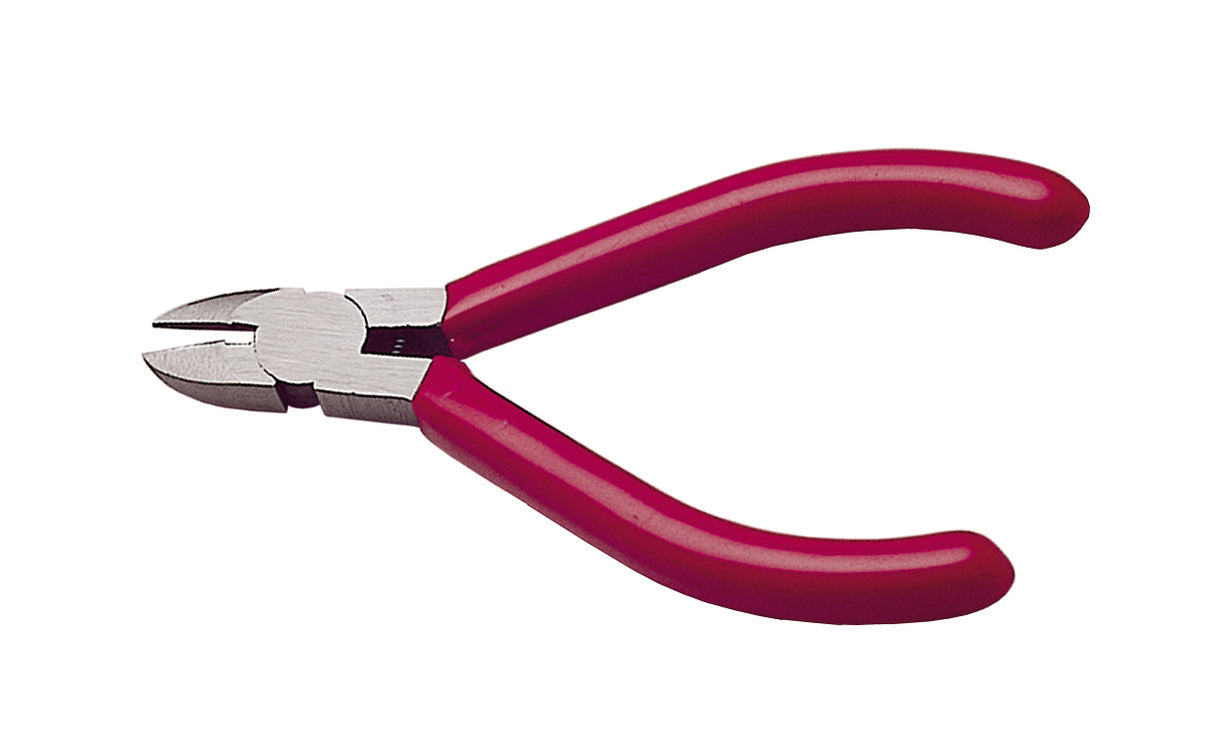 4-1/2 inch miniature semi-flush side cutters with red ergonomic handles for precision cutting in tight spaces