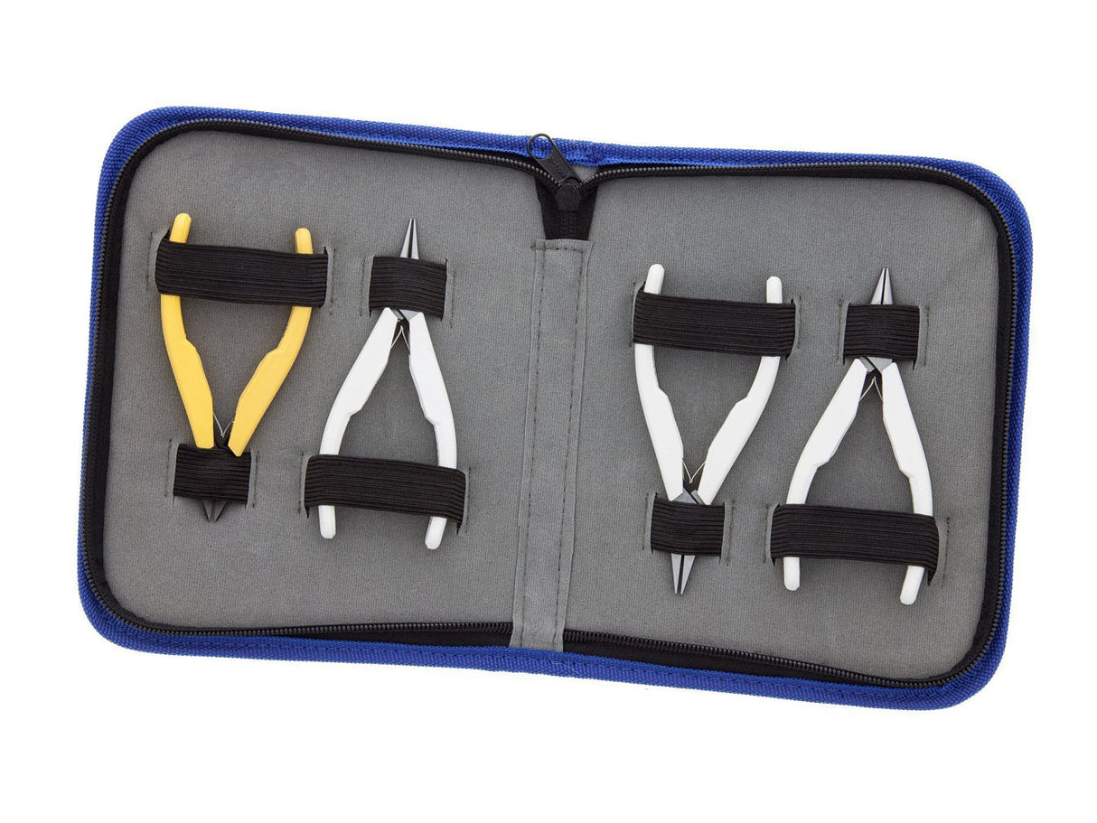 Set of four Lindstrom pliers in zip pouch for jewelry making and precision crafting tasks