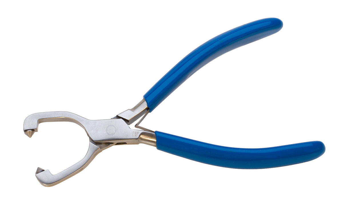 Bead Holding Pliers with blue handles and steel cones for precise bead gripping in jewelry making
