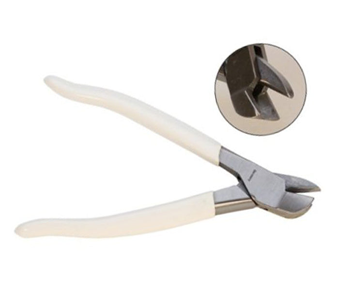 6-1/2 inch German bending pliers with white handles for precision metal shaping in jewelry making