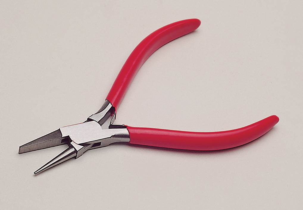 5-1/2 inch Round/Flat Nose Bending Pliers with red ergonomic handles and box-joint construction for precise bending and shaping