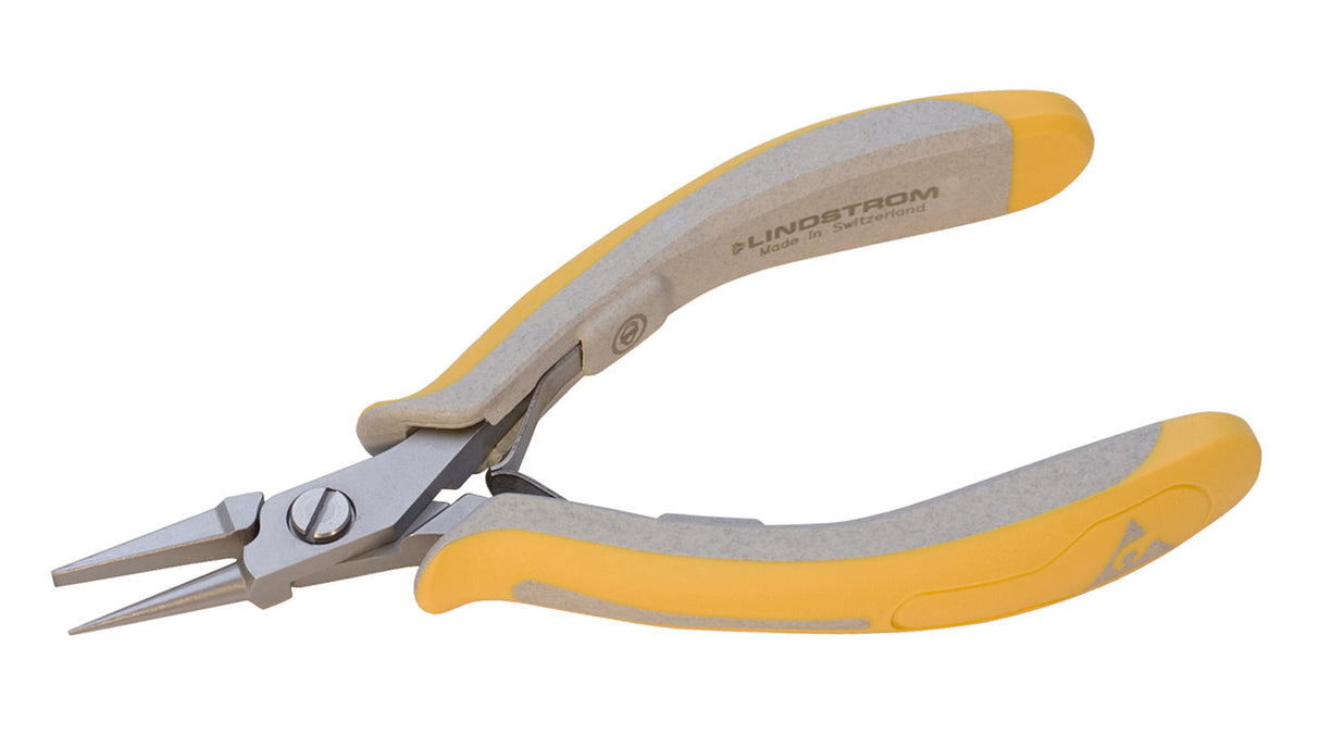 5-1/4" Round/Flat Nose Lindstrom EX7450 precision pliers with yellow handles and durable steel construction