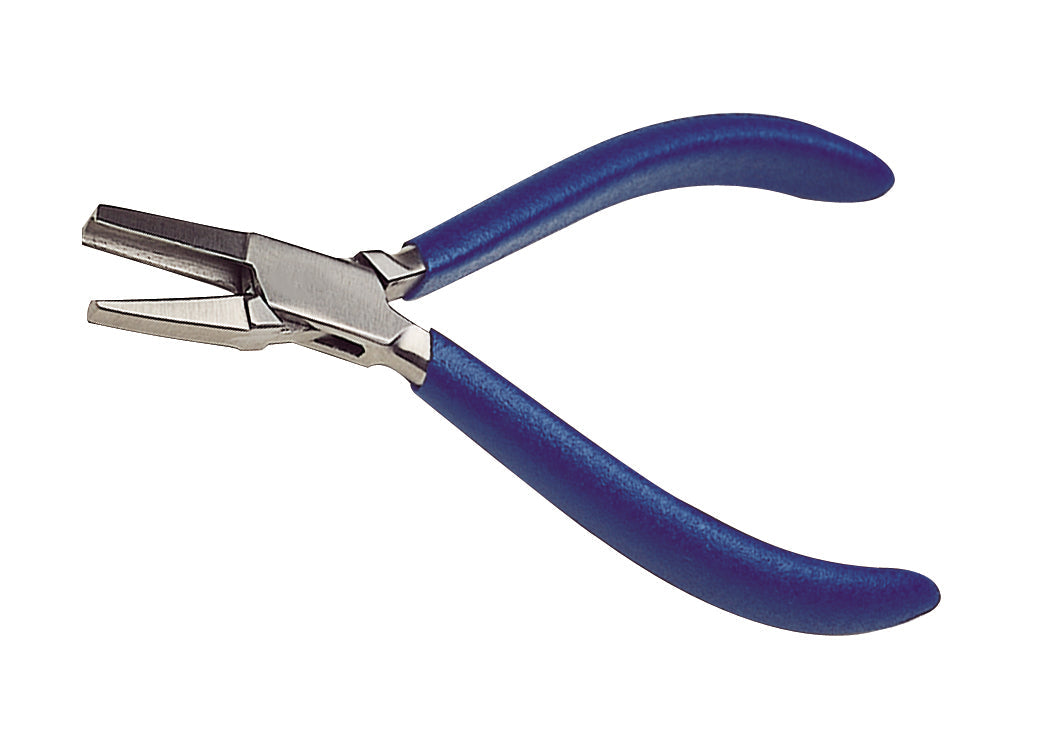5-inch value ring bending pliers with blue textured PVC grips and stainless steel construction for precise jewelry work