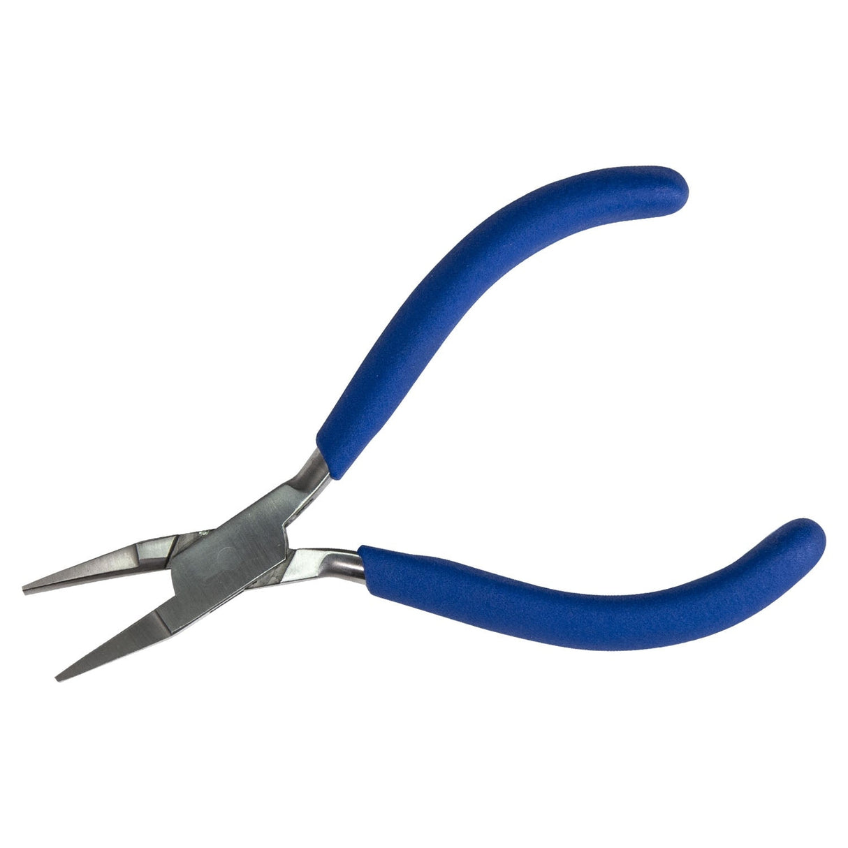 5-inch flat nose and half-round bending pliers with blue textured grips for jewelry and electronics crafting