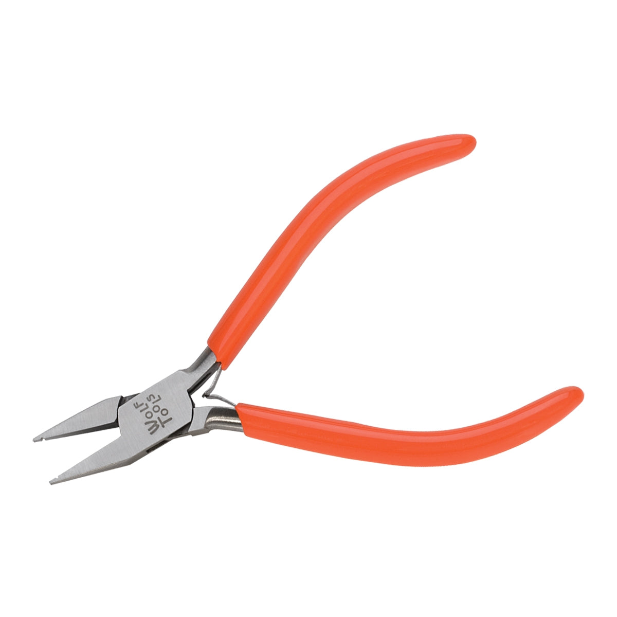 5-3/4" Wolf Groovy Chain Nose Pliers with orange handles for precise 90-degree wire bending in jewelry making