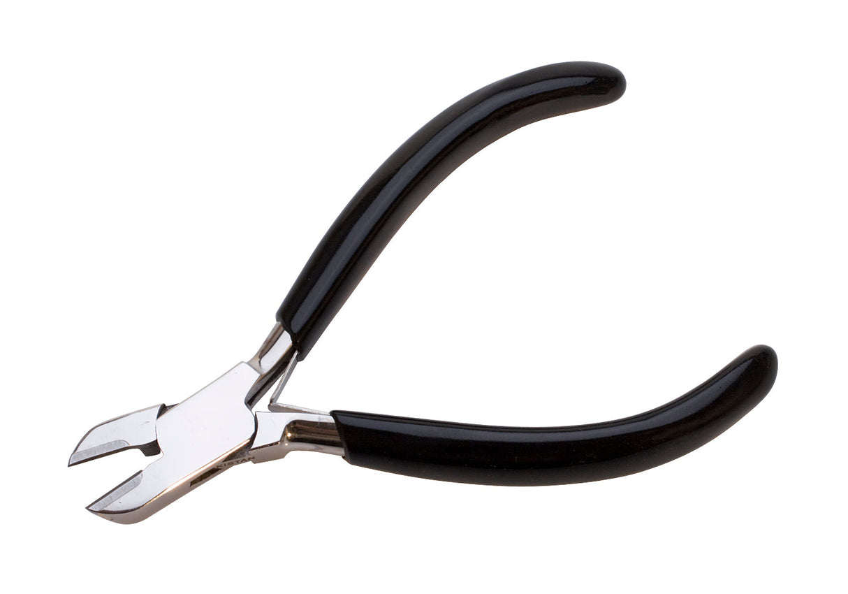 4-1/2 inch small black carbide cutters with carbide jaw inserts and ergonomic black handles for precise hard wire cutting