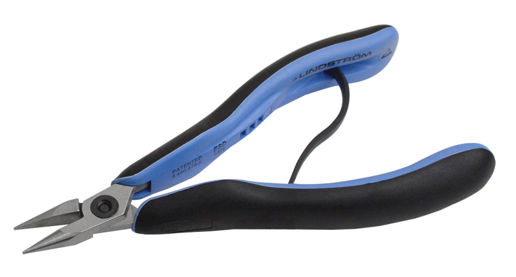 Lindstrom RX7893 chain nose pliers with ergonomic blue and black Micro-Touch handles for precision tasks