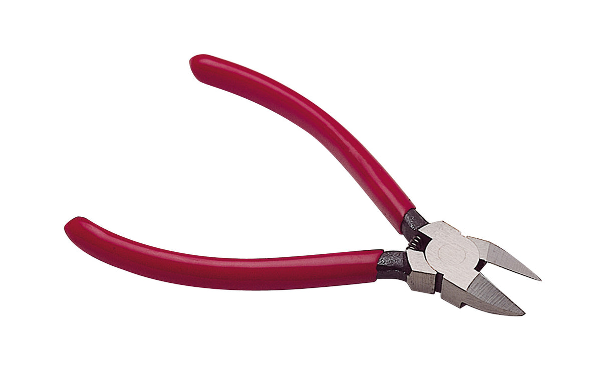 6" plastic sprue cutter with red PVC grips and coil spring for precise flush cutting of plastic models and soft wires