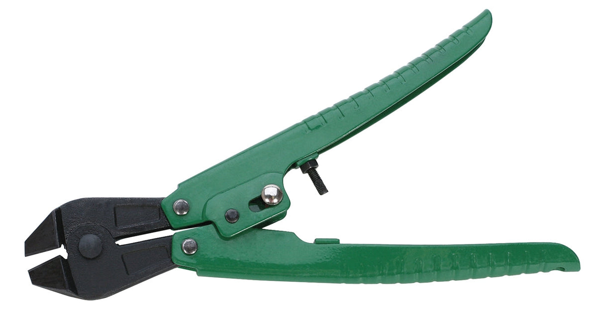 8-1/4" compound sprue and memory wire cutters with green handles and hardened steel jaws for precise cutting