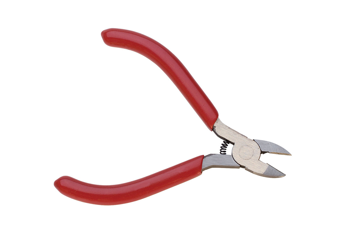 4-1/2 inch side cutters with red PVC grips and steel blades for precise cutting