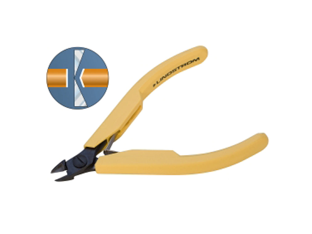 Lindstrom 8132 Ultra Small Head Flush Cutters with yellow handles for precision cutting up to 21 gauge wire