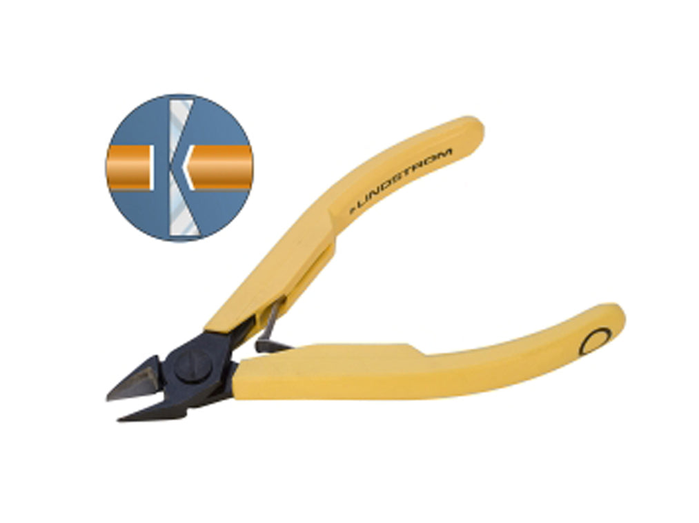 Lindstrom 8155 Ultra Flush Cutters with ergonomic yellow handles and max cut 16 gauge capacity for precise flush cutting in tight spaces