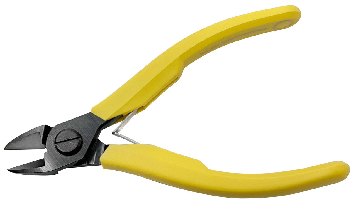 Lindstrom 8161 Flush Cutters with yellow ergonomic handles and precision screw joint for smooth, flush metal cutting