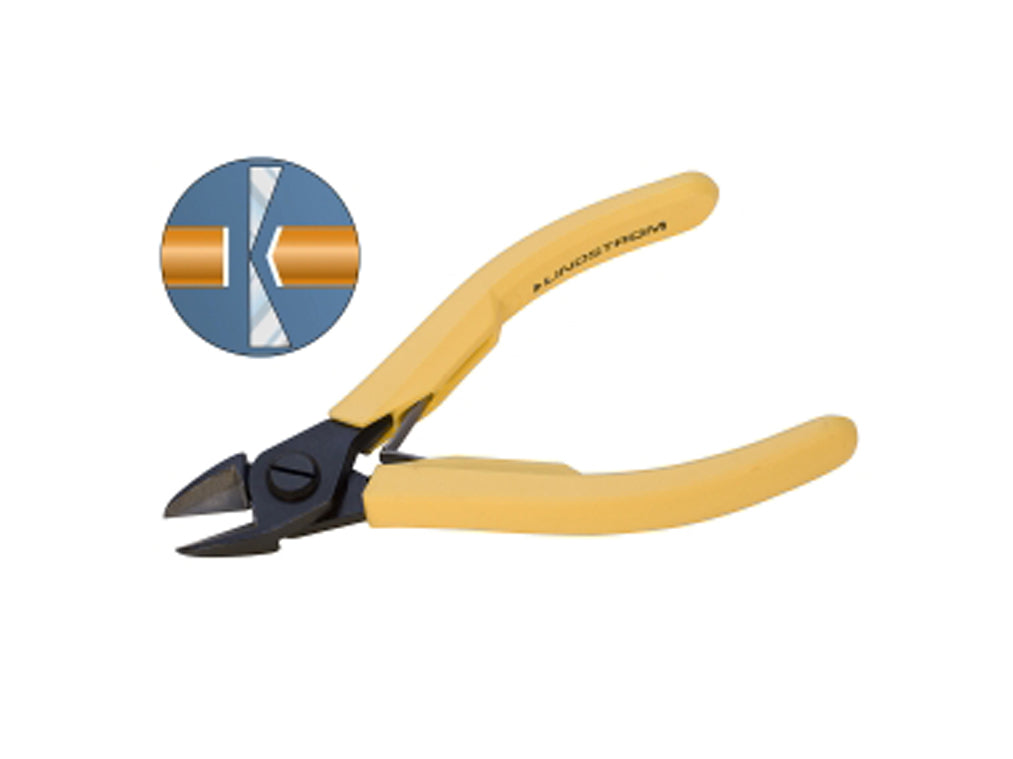 Lindstrom 8162 Ultra Flush Cutters with yellow handles for precise 15 gauge cutting and minimal deformation
