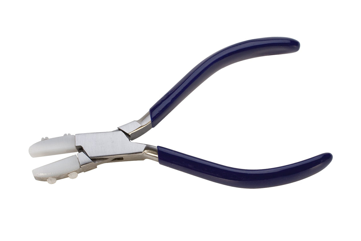5-3/4 inch nylon jaw straight pliers with blue handles for delicate wire handling and straightening tasks