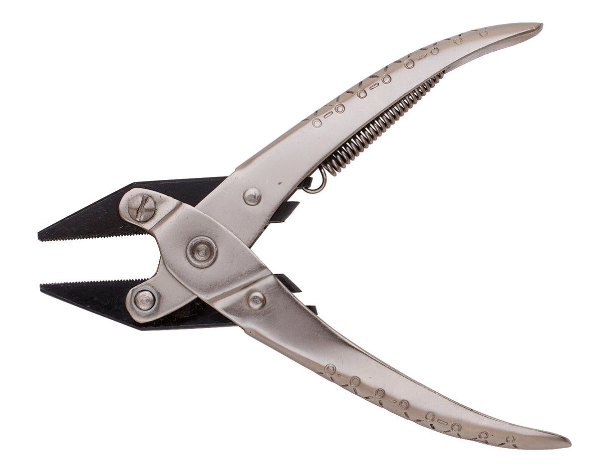 Flat nose serrated parallel pliers with high-grade steel jaws and ergonomic handles for precise gripping
