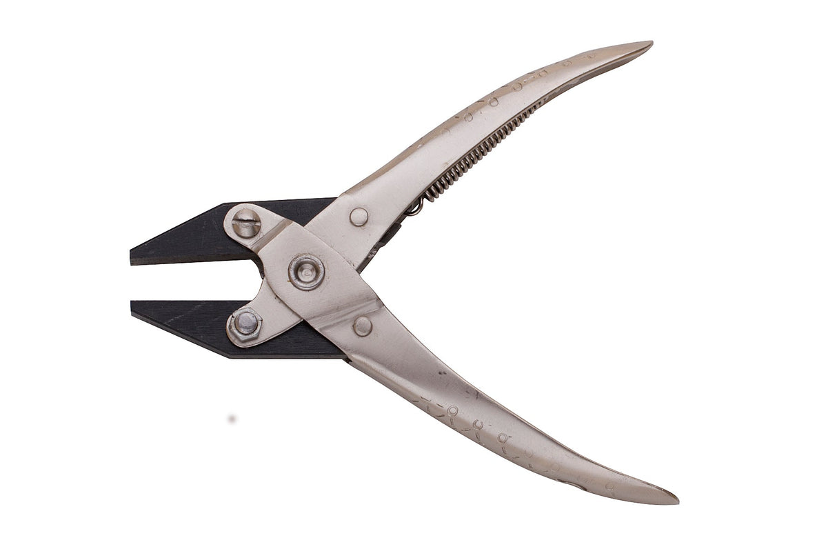 Flat parallel pliers with smooth jaws for precise gripping and durable tool steel construction