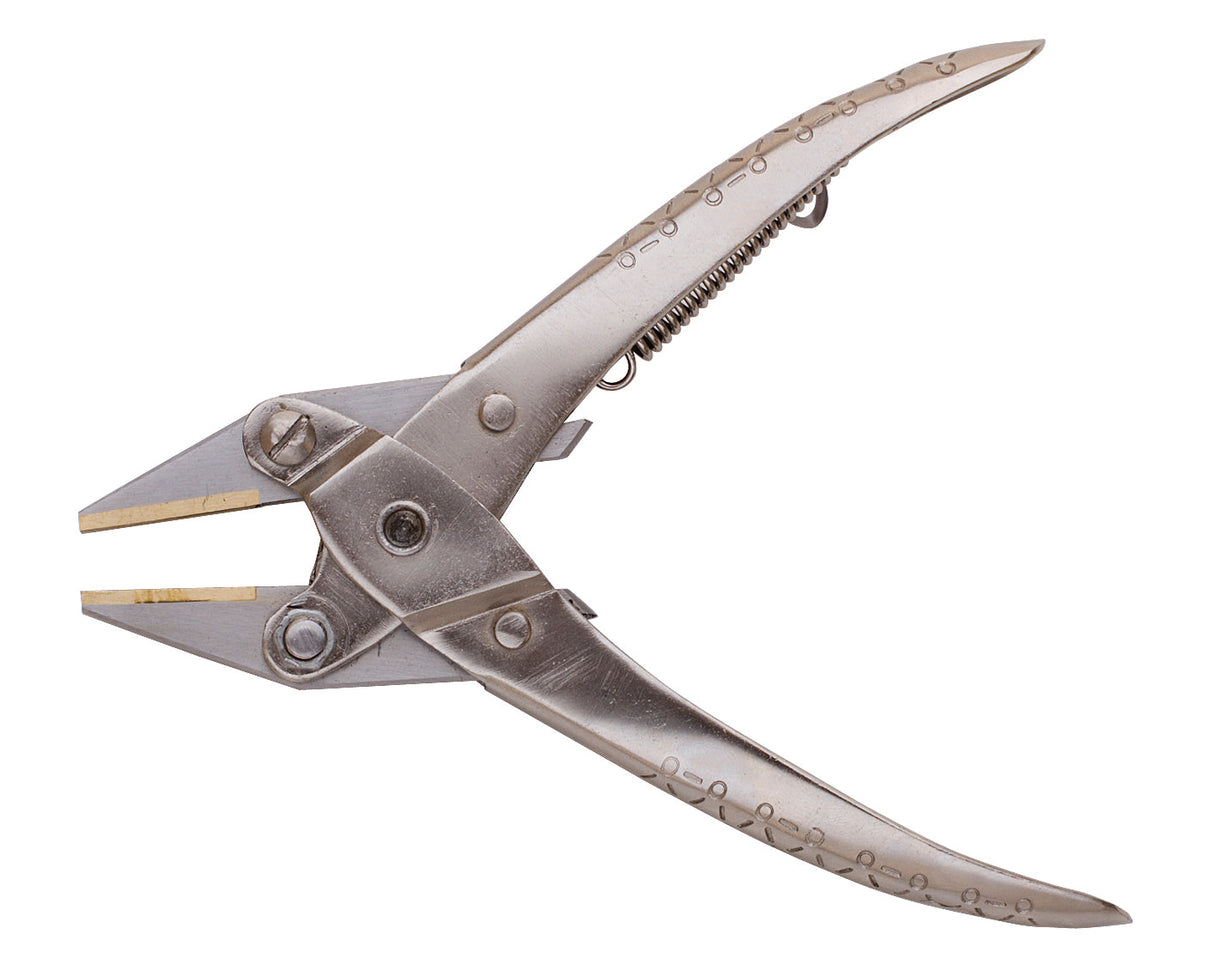 5-1/2" flat parallel pliers with flat brass jaws for precise, damage-free gripping and durable tool steel construction