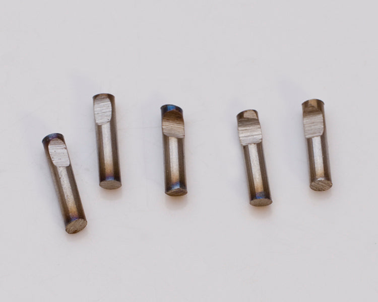 Pack of five 1.5 mm hardened steel parallel hole punch pins for precise replacement in hole punching pliers
