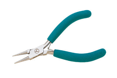 5" Small Wubbers round nose pliers with teal handles for detailed wirework and jewelry making