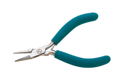 5-inch Small Wubbers flat nose jewelry pliers with ergonomic teal handles for precise wirework and small bends