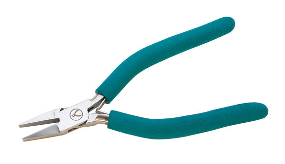 6-1/2" Classic Wubbers medium flat 5 mm jewelry pliers with ergonomic teal handles and anti-marring jaws